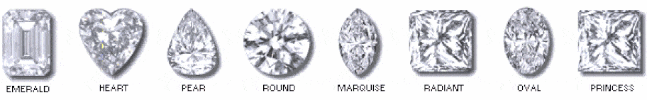 Diamond Cut Shapes Different shapes that diamonds are usually cut into.