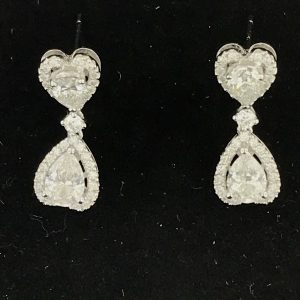 Harry Glinberg Jewelers - Fine 18K White Gold Diamond Heart Earrings