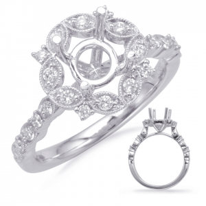 Harry Glinberg Jewelers - WHITE GOLD HALO ENGAGEMENT RING