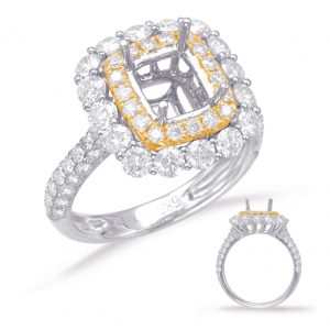 Harry Glinberg Jewelers - YELLOW & WHITE GOLD HALO ENGAGEMENT RING