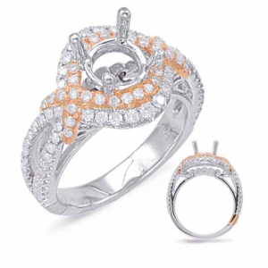 Harry Glinberg Jewelers - WHITE & ROSE GOLD HALO ENGAGEMENT RING