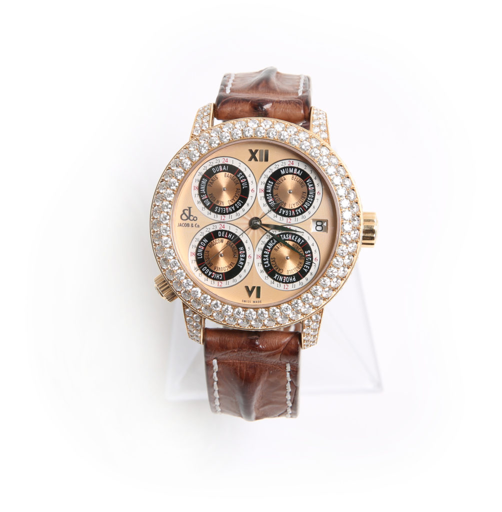 18k rose gold Jacob and co world timer watch