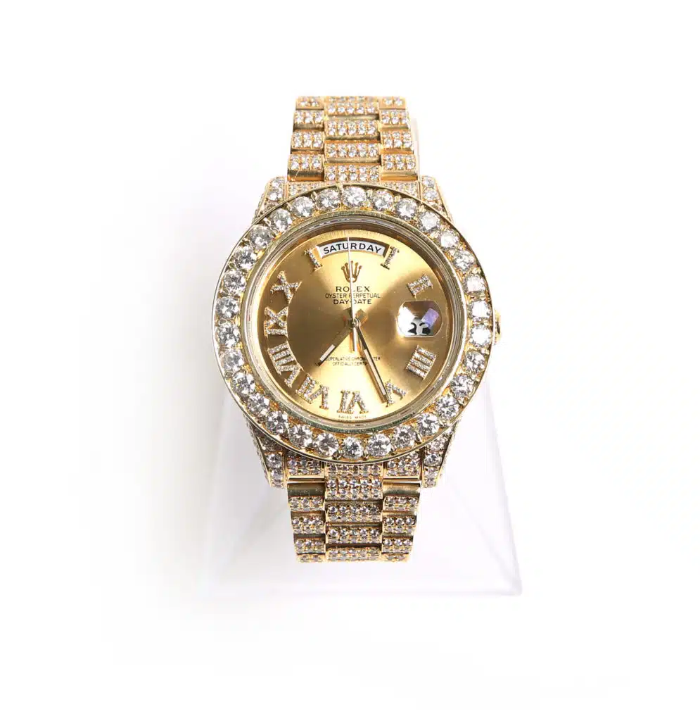 18k yellow gold 41mm presidential Rolex with custom added diamonds