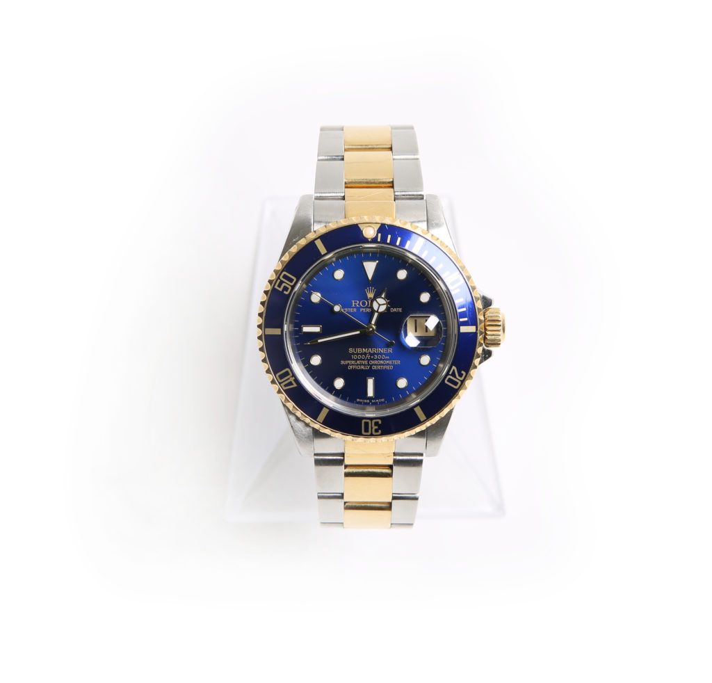 18k/ss Rolex submariner 16613 with blue dial