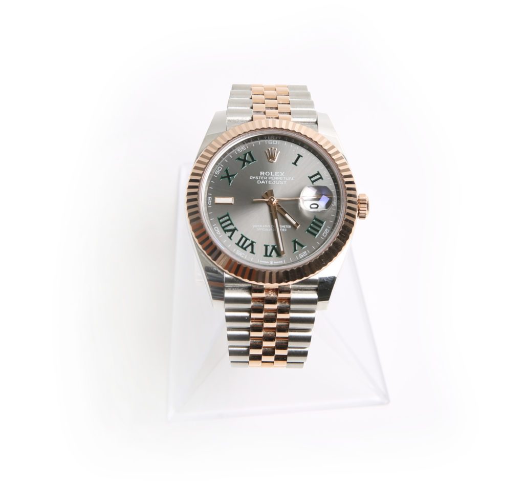 Rolex 41mm rose gold and ss date just 2 with Wimbledon dial