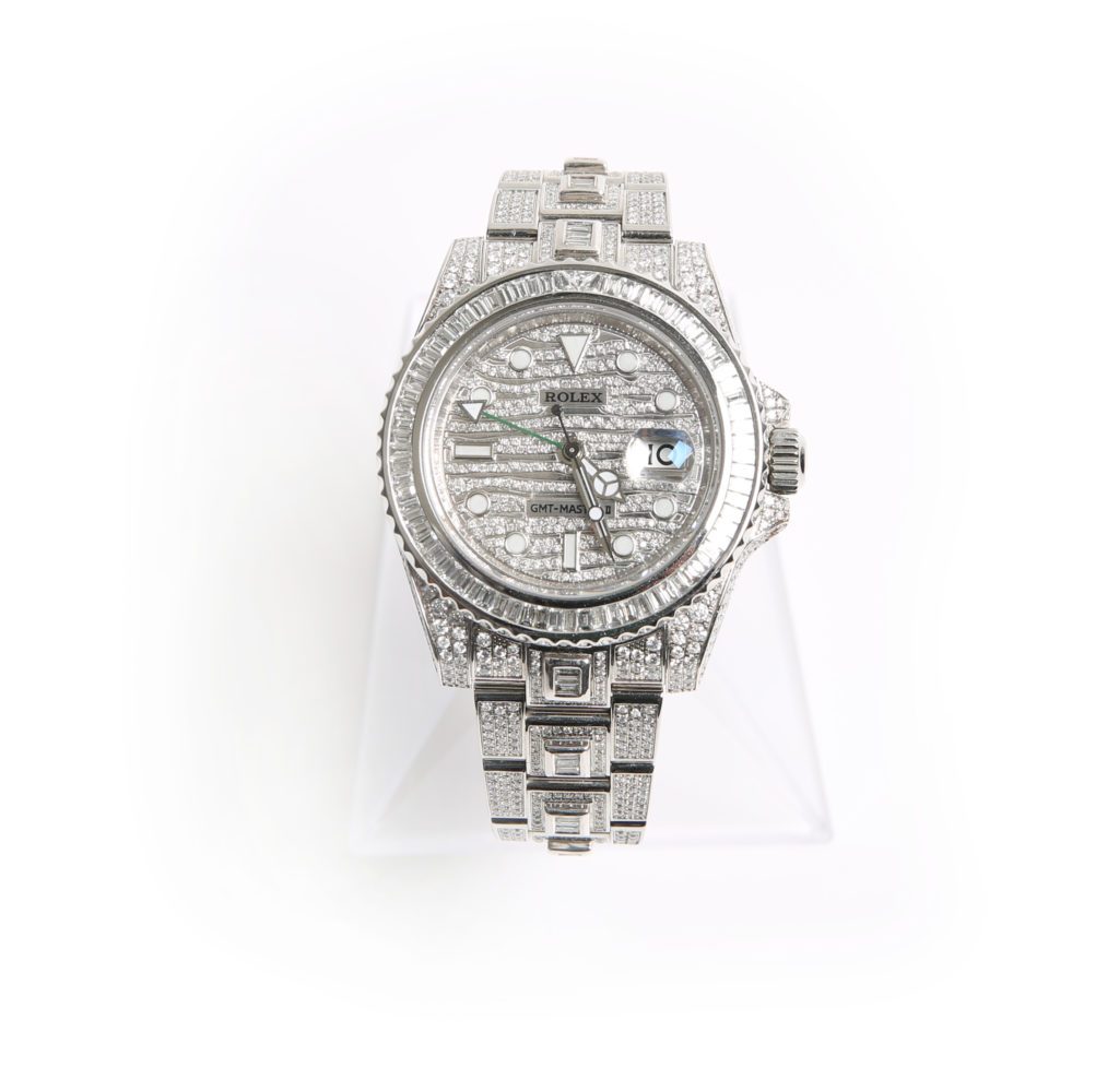 Rolex 116610 stainless steel with custom diamond dial. Bezel. Case