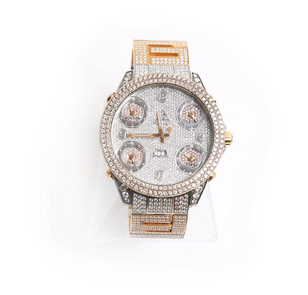 Jacob and Coo rose and white gold 5 time zone watch with factory set