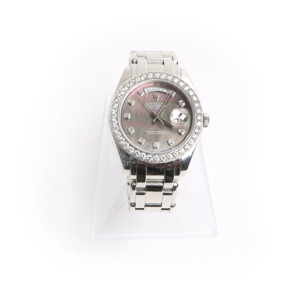 Rolex platinum masterpiece ref 18946 with black mother of pearl dial